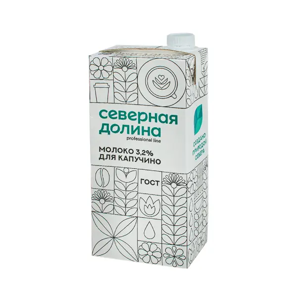 Молоко ультрапастеризованное для капучино 3,2% Северная Долина 950мл, 12шт/кор