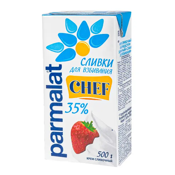 Сливки ультрапастеризованные для взбивания 35% Parmalat CHEF 500мл, 24шт/кор
