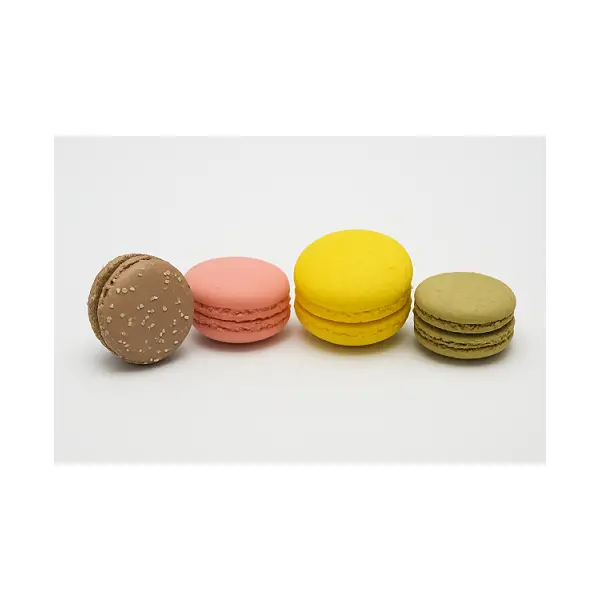 Макарони ассорти Кокосовый рай, Малина, Банановый милкшейк, Лесной орех Macaronshop 20гр, 72шт/кор