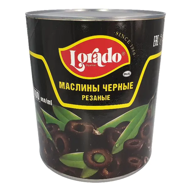 Маслины резаные Lorado 3100мл/3000гр/1560гр ж/б, 6шт/кор