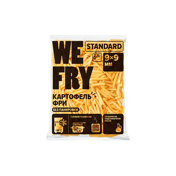 Картофель фри без панировки 9*9мм стандартный We Fry 2,5кг, 5шт/кор