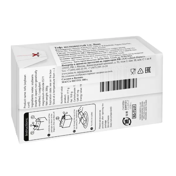 Продукт соевый Тофу шелковый Jions 300гр, 12шт/кор, Япония