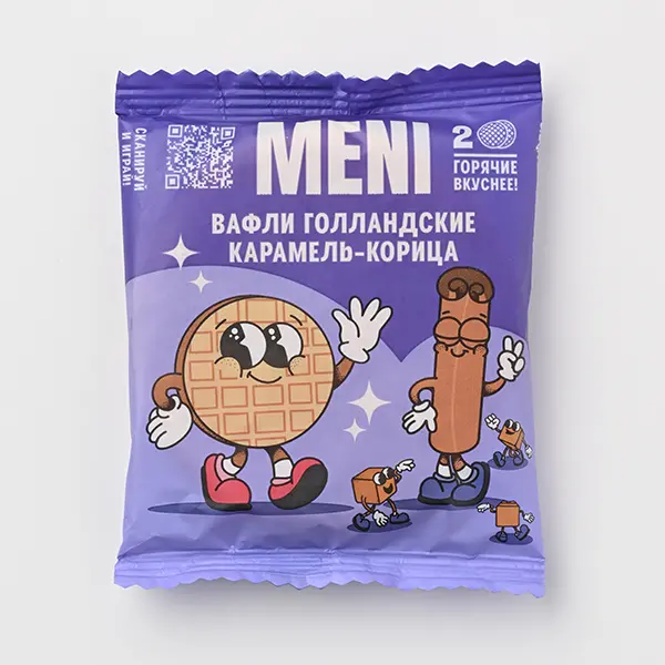Вафли голландские Карамель-корица MENI 75гр, 12шт/упак, 6упак/кор