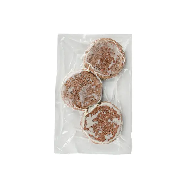 Котлета для гамбургера из говядины халяль готовая Казанские Деликатесы 100мм 300гр, 24шт/кор