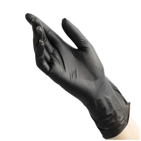 Перчатки виниловые черные размер М (100шт)