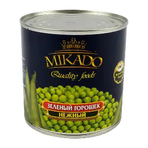 Горошек зеленый консервированный MIKADO 425мл/400гр/240гр, 12шт/кор