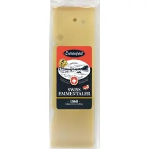Сыр полутвердый Swiss Emmentaler AOP 48% Schonfeld ~2,2кг, ~8,8кг/кор