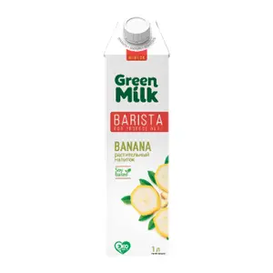 Молоко растительное банановое на соевой основе Green Milk Barista 1л, 12шт/кор