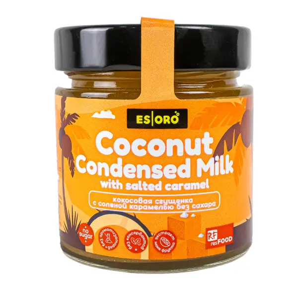 Молоко сгущенное кокосовое соленая карамель Esoro 220гр, 24шт/кор