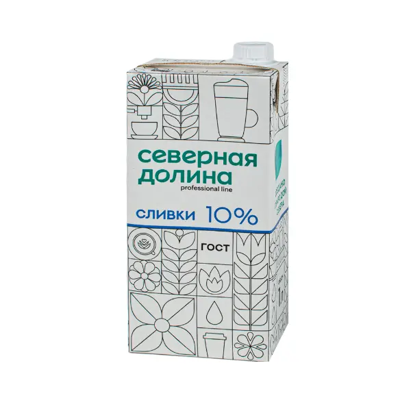 Сливки ультрапастеризованные 10% Северная Долина 1л, 12шт/кор