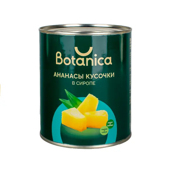Ананасы консервированные кусочки в сиропе Botanica 850мл/850гр/490гр, 12шт/кор, Таиланд