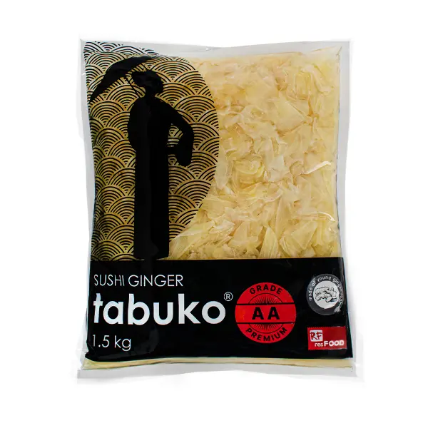 Имбирь маринованный белый грейд AA Tabuko Resfood 1,5кг, вес сухого вещ-ва 1кг, 10шт/кор, Китай