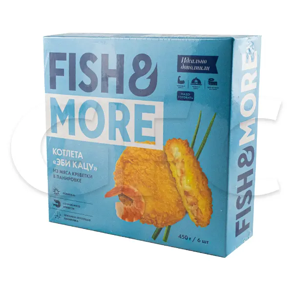 Котлеты из мяса креветок в панировке Fish&More Thong Thuan Company DL560 450гр, 9кг/кор, Вьетнам