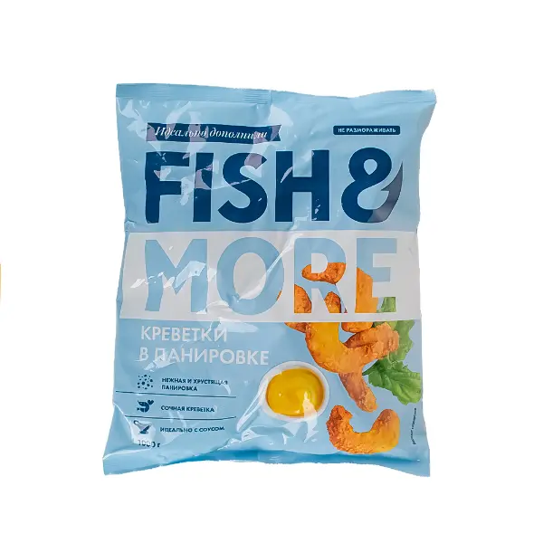 Креветка белоногая маринованная очищенная в панировке Fish&More 1кг, 6кг/кор, Россия