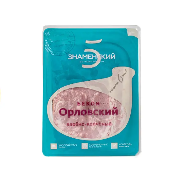 Бекон Орловский нарезка в/к Знаменский МК 500гр, 16шт/кор