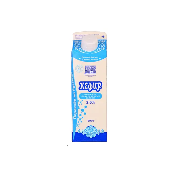 Кефир с йодированным белком 2,5% Рузское молоко 500гр, 10шт/кор