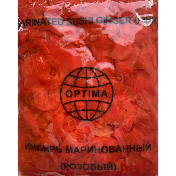 Имбирь маринованный розовый OPTIMA 1,4кг, вес сухого вещ-ва 1,0 кг, 10шт/кор, Китай