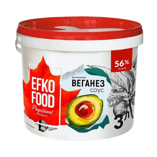Майонез EFKO FOOD professional Веганез 56% 3л/2,85кг ведро, 4шт/кор