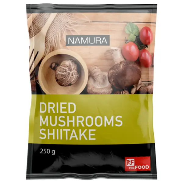 Грибы сушеные Шиитаке Namura Resfood 250гр, 40шт/кор, Китай