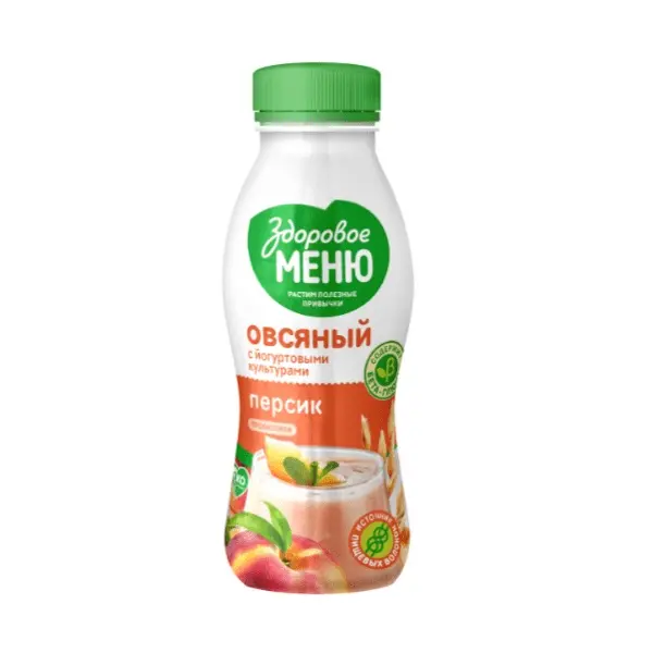 Йогурт овсяный с персиком Здоровое меню 250мл