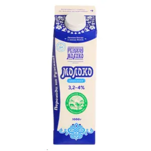 Молоко 3,2-4% Рузское молоко 1кг, 8шт/кор