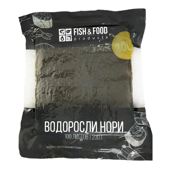 Водоросли Нори Gold Fish&Food 280гр, 100л, 45шт/кор