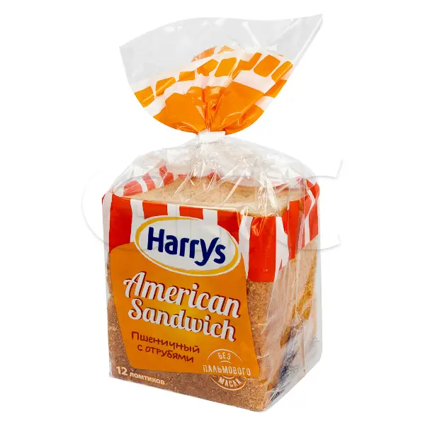 Хлеб пшеничный с отрубями для сэндвичей Харис 515гр, 10уп/кор