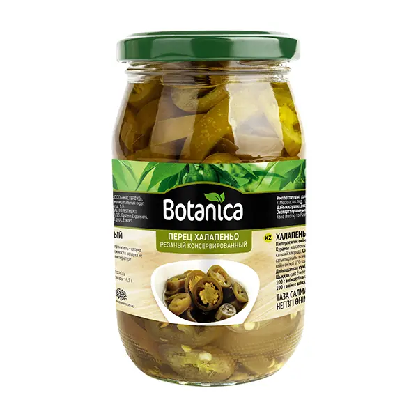 Перец халапеньо резаный Botanica 370мл/370гр/180гр, 12шт/кор, Египет