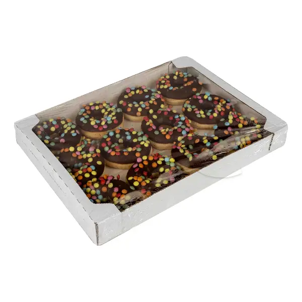 Донат в какао глазури и цветным драже HAPPY Stokson 61гр, 12шт/кор