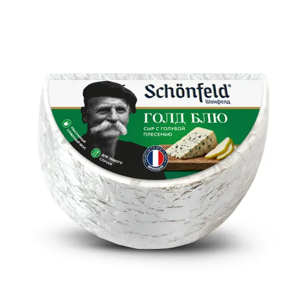 Сыр Голд Блю с голубой плесенью 50% Schonfeld ~1,2кг, ~2,4кг/кор