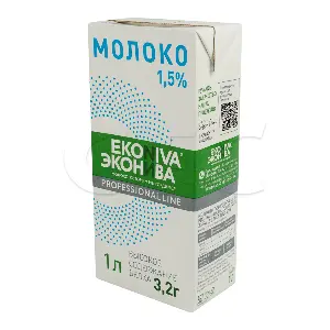 Молоко ультрапастеризованное 1,5% ЭкоНива 1л, 12шт/кор