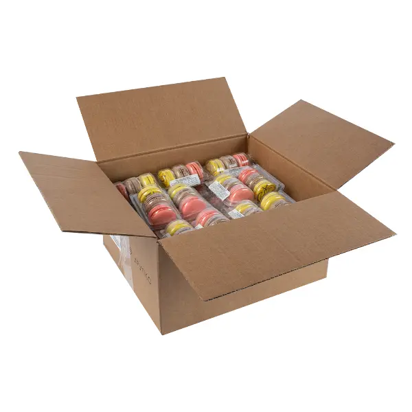 Макарони ассорти мини Банановый милкшейк, Малина, Кокосовый рай Macaronshop 20гр, 3шт/упак, 39упак/кор