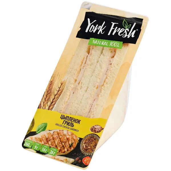 Сэндвич с цыпленком гриль в пикантном соусе YORK FRESH 150гр, 6шт/кор