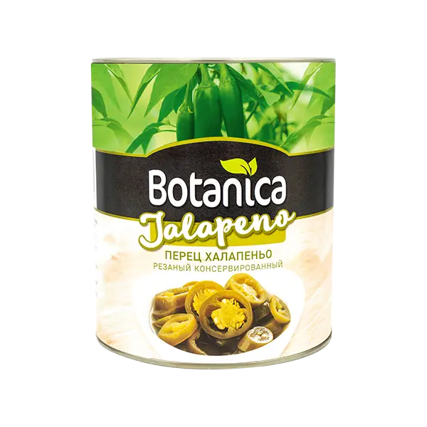 Перец халапеньо резаный Botanica 3100мл/3000гр/1560гр, 6шт/кор, Египет