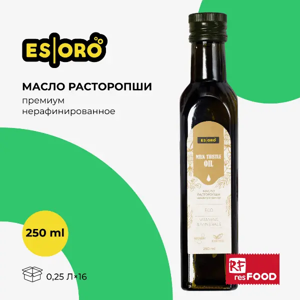 Масло расторопши нерафинированное Esoro Resfood 250мл, 16шт/кор