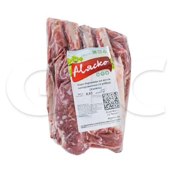 Баранина каре на кости 4 ребра МясКо ~750гр, ~11,5кг/кор