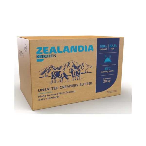 Масло сладко-сливочное Традиционное несоленое высший сорт 82,5% Zealandia Kitchen, 20кг/кор