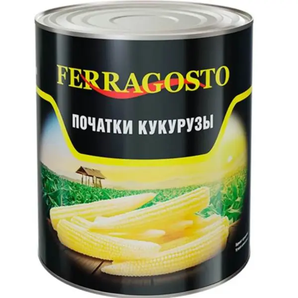 Кукуруза консервированная в початках FERRAGOSTO 3100мл/2900гр/1500гр ж/б, 6шт/кор