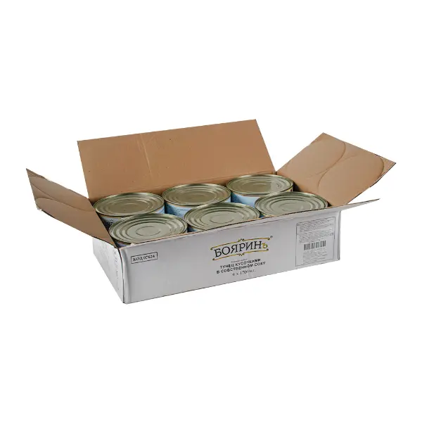 Тунец консервированный кусочки в с/с Бояринъ 1700гр/1700гр/1200гр ж/б, 6шт/кор