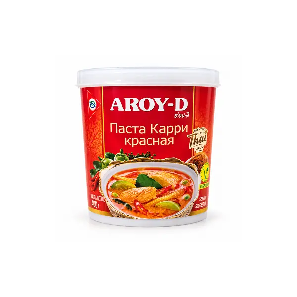 Паста Карри красная Aroy-D 400гр пл/б, 24шт/кор