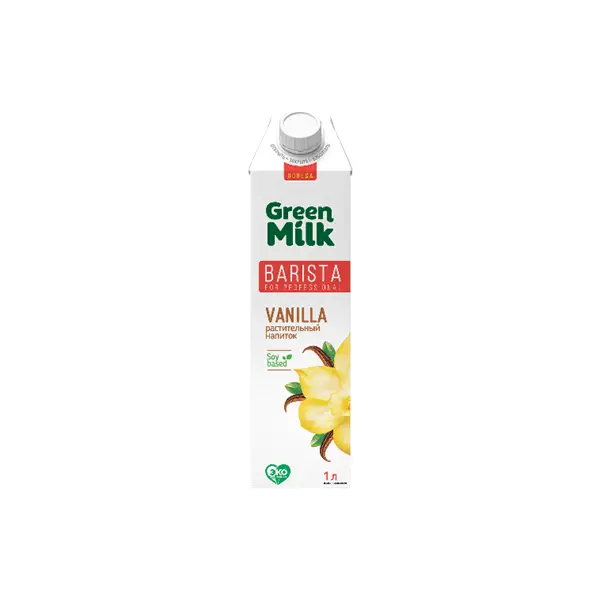 Молоко растительное с ароматом ванили на соевой основе Green Milk Barista 1л, 12шт/кор