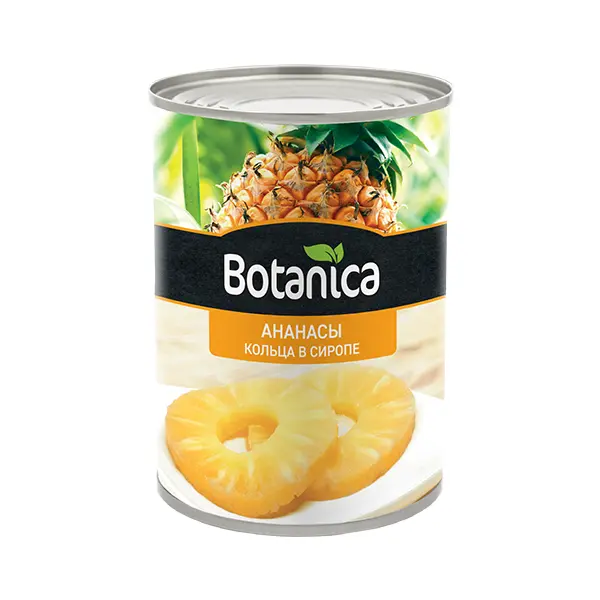 Ананасы консервированные кольца в сиропе Botanica 580мл/565гр/340гр, 12шт/кор, Таиланд