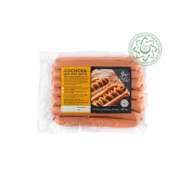 Сосиски для хот-догов из мяса цыплят-бройлеров ИП Поляков ~1кг, ~10кг/кор
