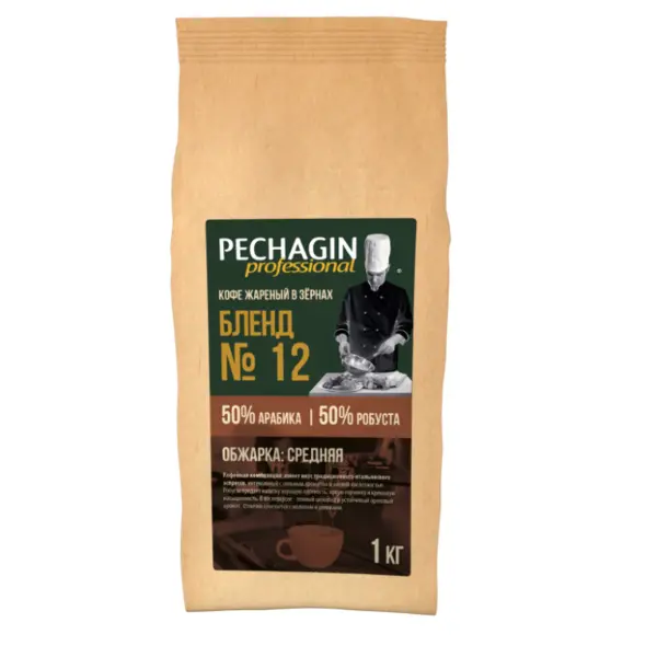 Кофе зерновой бленд №12 Печагин 1кг, 10шт/кор