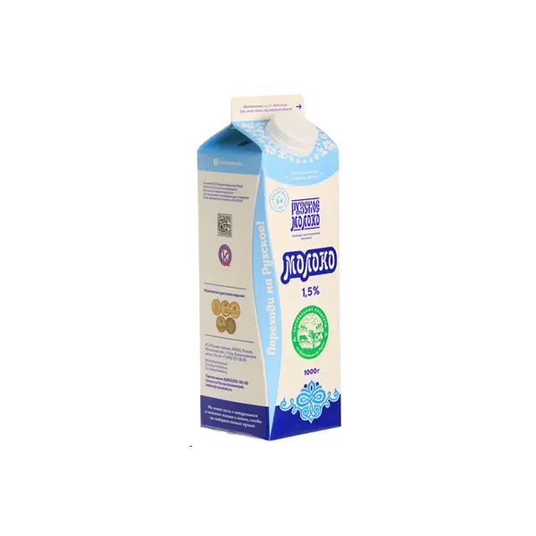 Молоко 1,5% Рузское молоко 1кг, 8шт/кор