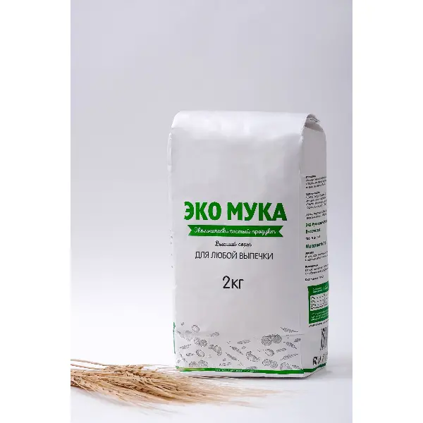 Мука пшеничная хлебопекарная высший сорт Экомука 2кг, 6шт/кор