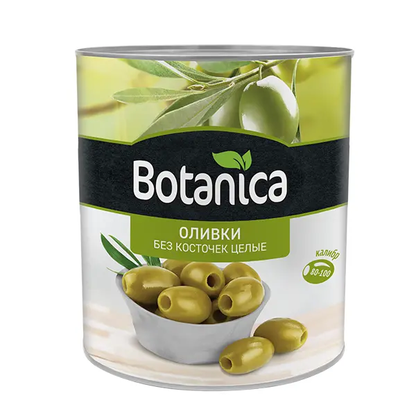 Оливки целые б/к Botanica 3100мл/3100гр/1440гр, 6шт/кор, Турция