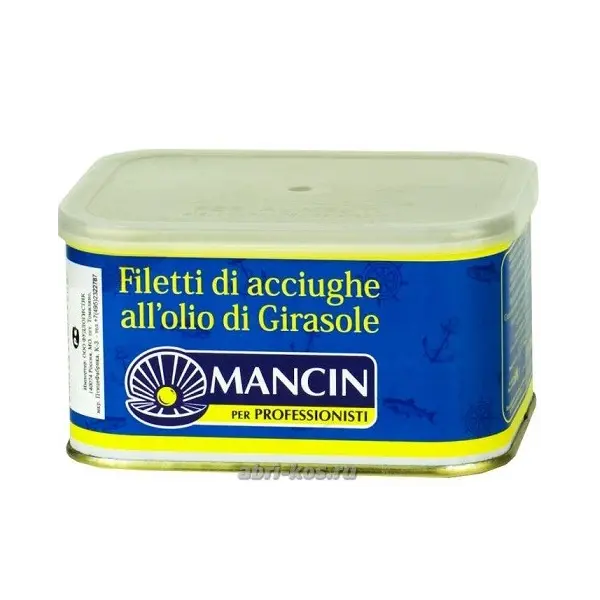 Анчоусы консервированные в масле филе MANCIN 600гр ж/б, 12шт/кор