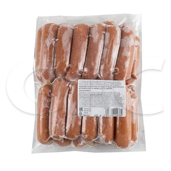 Колбаски из мяса птицы п/к с сыром в пленке Дымов ~1кг, ~10кг/кор