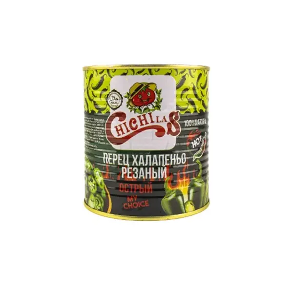 Перец халапеньо резаный ChiChiLas 800гр/410гр ж/б, 12шт/кор